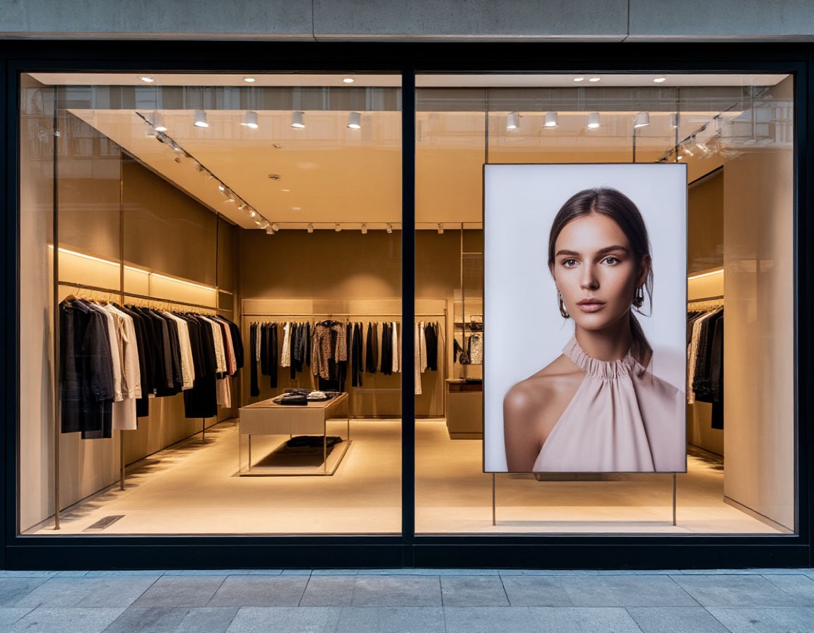 Ровная подсветка постера в витрине: световая панель повышает читаемость и контраст Световая панель в витрине